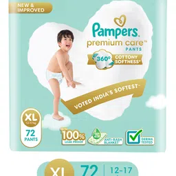 Pampers Premium Care Pants, Extra Large size baby diapers (XL), 72 Count, Softest ever Pampers pants image 2