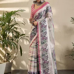 all about you Kalamkari Mirror Work Jute Silk Kota Saree image 5