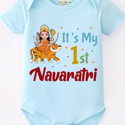BLUSHES Infants Its My First Navaratri Text Printed Pure Cotton Bodysuit-picture-31