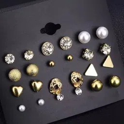 polluxcraft PolluxCraftSet Of 12 Korean Gold Plated Pearls Contemporary Studs-picture-33