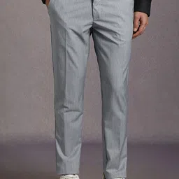 Louis Philippe Men Striped Slim Fit Trousers-picture-25