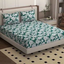 Bromwick Green Floral 250 TC Bedsheet with 2 Pillow Covers image 4