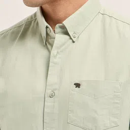 THE BEAR HOUSE Men Slim Fit Solid Button-Down Collar Pure Cotton Casual Shirt image 3