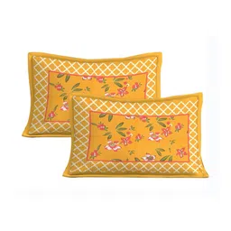KD PRINTS Yellow & White Floral 180 TC King Bedsheet with 2 Pillow Covers image 2