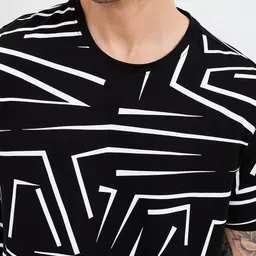 SPYKAR Men Abstract Printed Round Neck Cotton Slim Fit T-shirt image 2