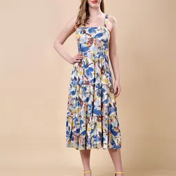 MODA-Q Women Floral Print Fit & Flare Midi Dress-image-30