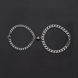 Vembley Set Of 2 Silver-Plated Heart Shaped Magnet Link Bracelet image 5