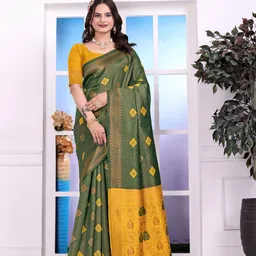 HERE&NOW Woven Design Zari Banarasi Saree image 5