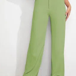 BAESD Women Colourblocked Relaxed Straight Leg High-Rise Non Iron Trousers-image-88