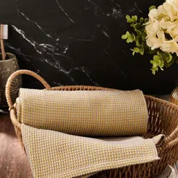 Fabindia Yellow & Grey 1 Printed Cotton 150 GSM Bath Towel-image-81