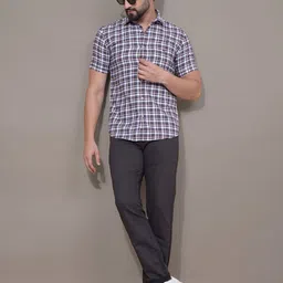 Crimsoune Club Men Classic Fit Tartan Checked Spread Collar Cotton Casual Shirt-image-18