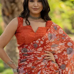 KALINI Floral Poly Chiffon Saree image 1