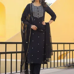 KALINI Women Floral Embroidered Regular Kurta with Trousers & With Dupatta-picture-36