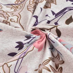 KLOTTHE Pink Floral 300 TC Double Size Fine Bedsheet With Pillow Covers - 98 x 88 In image 4