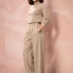 all about you Women Relaxed Straight Leg Lint Free Pleated Trousers-picture-11