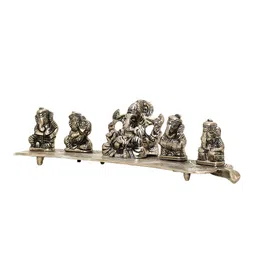 INTERNATIONAL GIFT Silver-Toned Musical Ganesha Religious Idol Showpiece image 3