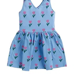 THE COTTON BABY Girls Cotton Tulip Print A-Line Dress-picture-19