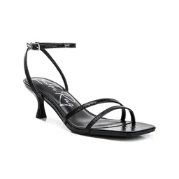 London Rag Textured Leather Kitten Sandals with Buckles image 1