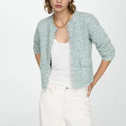 MANGO  Tweed Tailored  Jacket with Frayed Ends-picture-9
