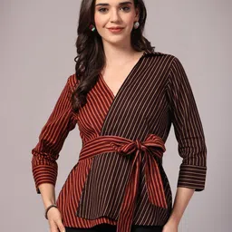 Vastraa Fusion Colourblocked Cotton Wrap Top-image-77