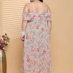theRebelinme Women Plus Size Floral Printed Layered Georgette A-Line Maxi Dress image 5