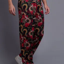 GO DEVIL Men Floral Printed Original Loose Fit High-Rise Trousers image 2