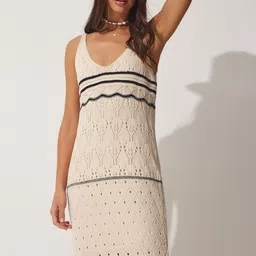 Happiness istanbul Women Shoulder Straps Pure Cotton Sheath Midi Dress-picture-13