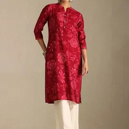 Soch Floral Printed Mandarin Collar Straight Kurta-image-56
