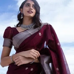 CaniBani Woven Design Zari Silk Blend Banarasi Saree image 3