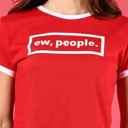 V-Mart Women Typography Printed Round Neck Cotton Boxy T-shirt image 4