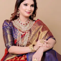 AKSH FASHION Woven Design Zari Silk Blend Banarasi Saree image 5