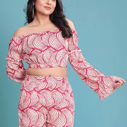 RUNAYA NX Women Printed Off-Shoulder Top and Shorts Co-Ords image 4