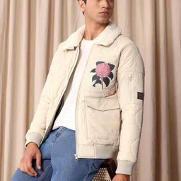 Mr Bowerbird Floral Embroidered Detail Padded Jacket With Detachable Sherpa Trim-picture-14