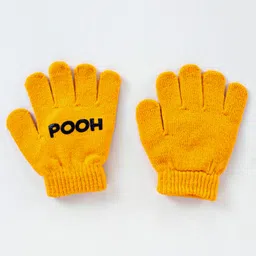 Babyhug Woollen Cap & Gloves Winnie The Pooh Design Yellow - Diameter 11 cm image 5