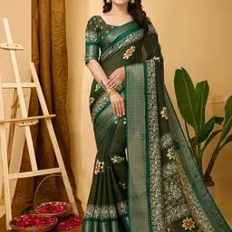HERE&NOW Ethnic Motifs Zari Art Silk Banarasi Saree-picture-24