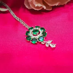 TANAIRA Rhodium-Plated American Diamond Studded Maang Tikka Head Jewellery-image-0