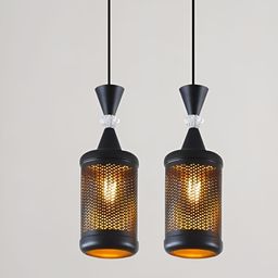 GAUVIK Black & Brown 2 Pieces Traditional Hanging Light Ceiling Lamps-picture-3