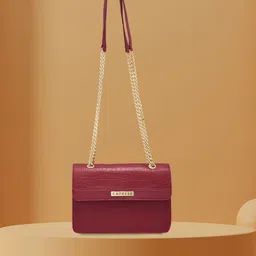 Caprese Croc Textured Structured Shoulder Bag-image-16