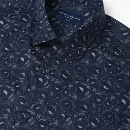 Peter England Abstract Printed Spread Collar Slim Fit Pure Cotton Formal Shirt image 3