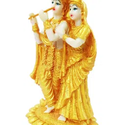 Afterstitch Golden Polyresin Radha Krishna Murti Idol Ethnic Showpiece image 4