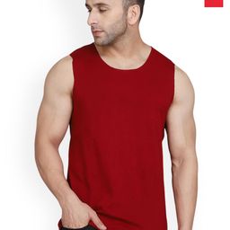 SLOWLORIS Pack Of 2 Round Neck Sleeveless Bio-Wash Cotton Gym Vests-picture-26