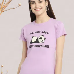 Dreambe Women Typography Printed Round Neck Short Sleeve Pure Cotton Casual T-Shirt-image-36