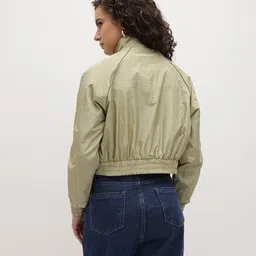 The Roadster Life Co. Mock Collar Cropped Tailored Jacket With Contrast Piping image 4