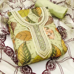 SHADOW & SAINING Embroidered Organza Semi-Stitched Dress Material-picture-25