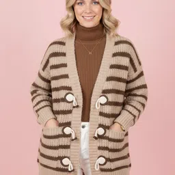 DressBerry Women Striped Longline Cardigan-picture-17