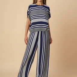 Chemistry Striped Round Neck Top & Trousers Co-Ord Set-picture-16