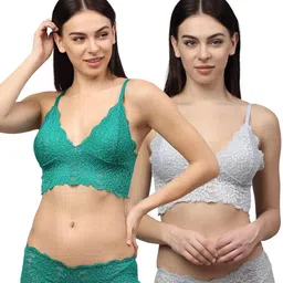 samvar Women Green,Grey Net Bra Panty Set for Lingerie Set Undergarments Pack of 2-picture-24