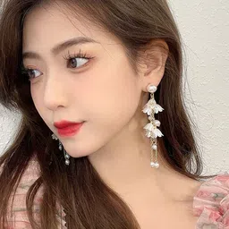 Celestique Contemporary Korean Long Drop Earrings image 3