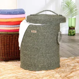 pano Green Polypropylene 52 Ltr (1Pc) Laundry Basket with Lid image 1