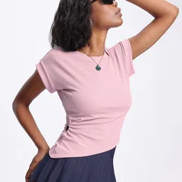 glitchez Scrunchy Style Ribbed Cut-Out Detail Asymmetric Fitted Top-picture-12
